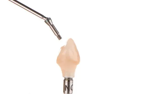 Implant crown mounted on a holder